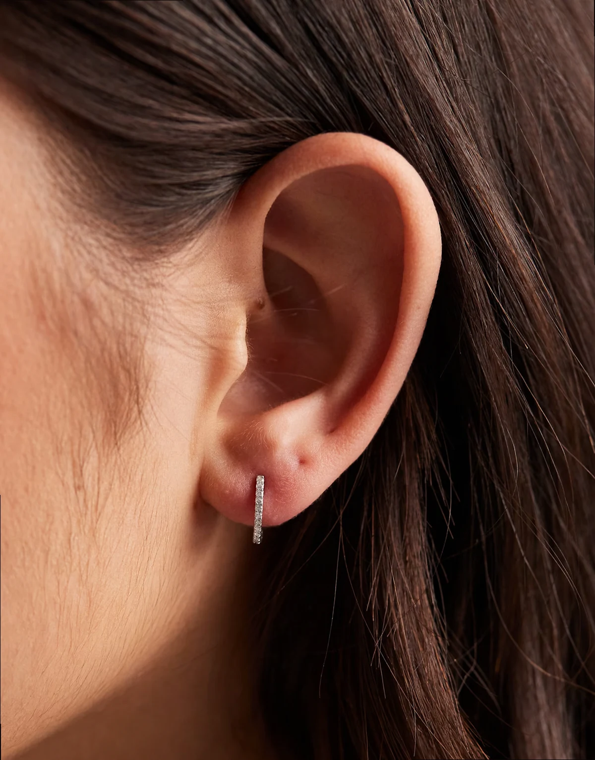 8mm clear crystal hoop earrings in silver