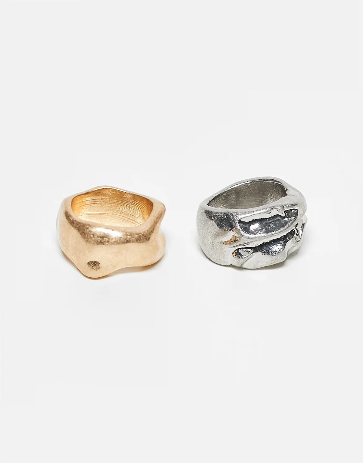 – 2er-Pack abstrakte Ringe in Silber- und Gold-Optik
