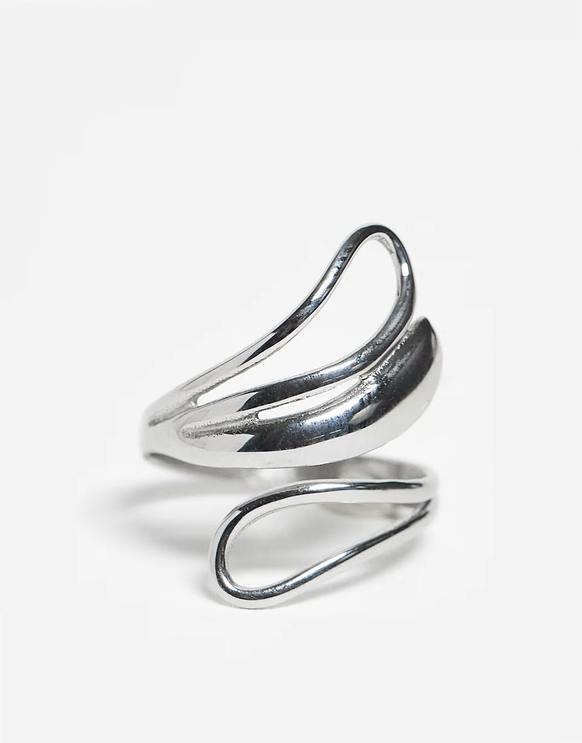 – Silberfarbener Wickelring mit doppeltem Schlaufendetail