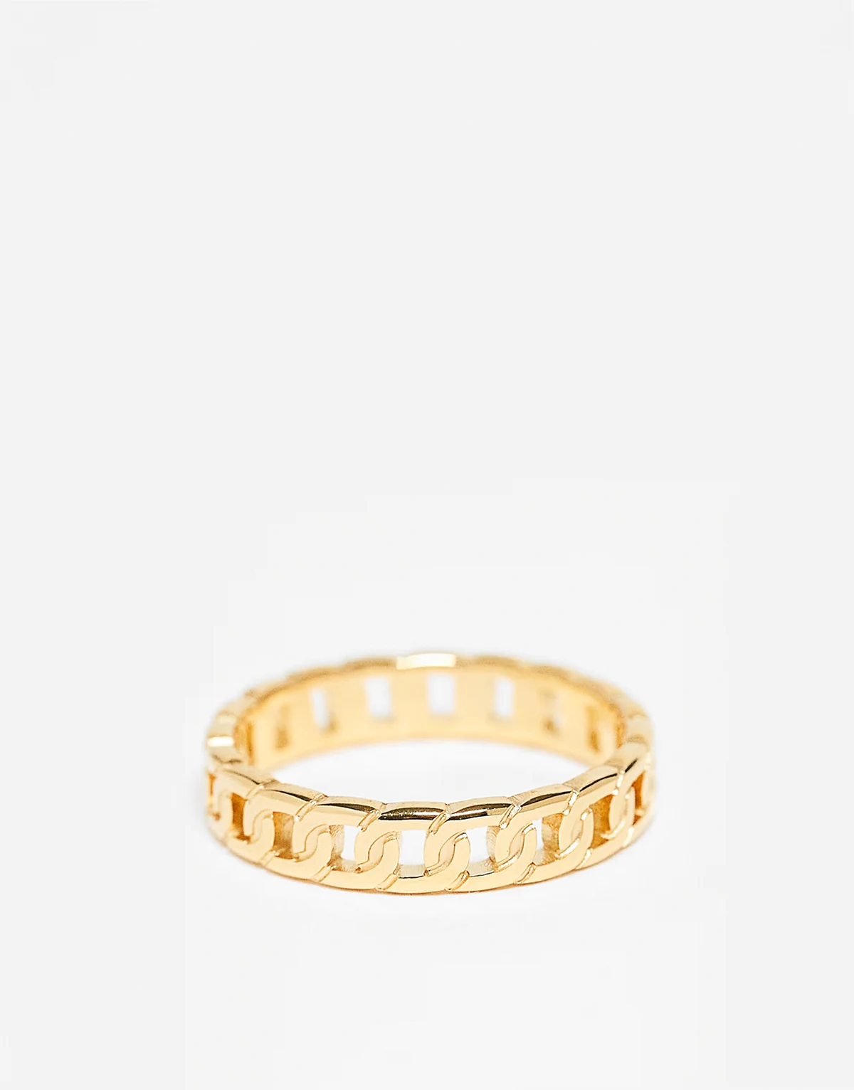 waterproof stainless steel ring with chain design in gold tone