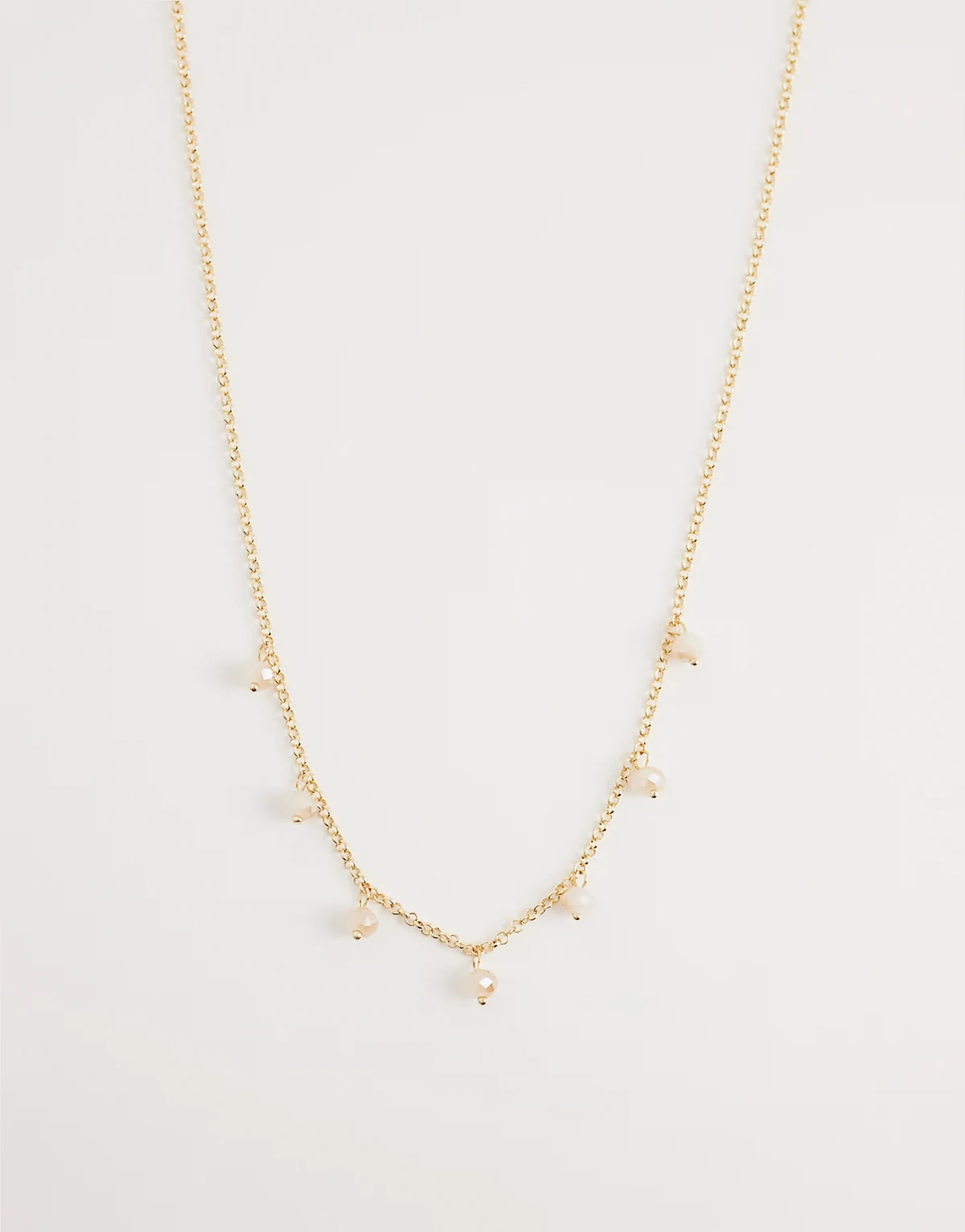 glass bead chain necklace in gold