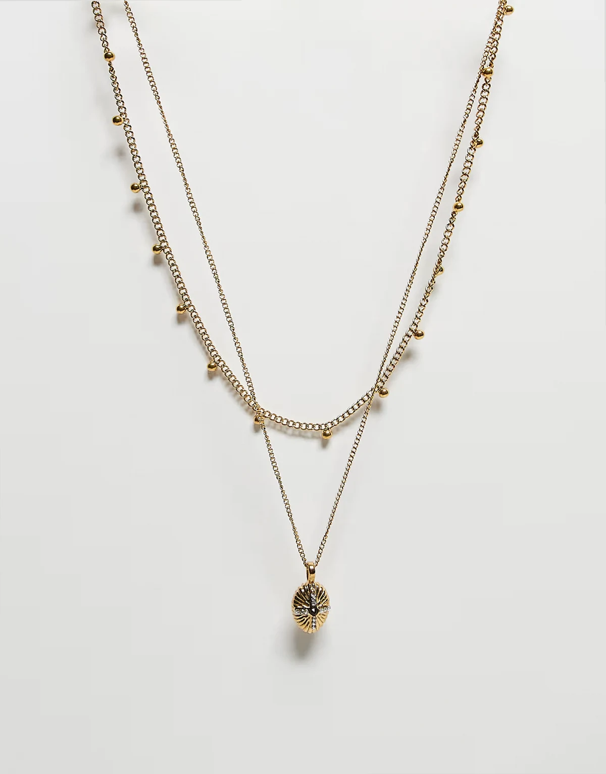 – 2-rzędzowy naszyjnik z zawieszką z wodoodpornej stali nierdzewnej w kolorze złota