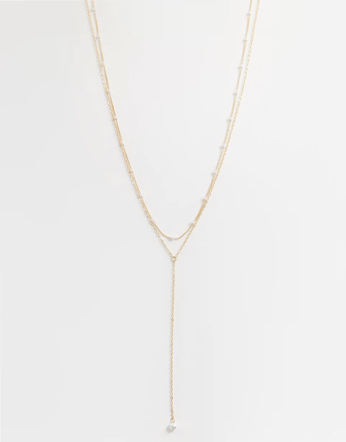 – Delikatny naszyjnik lasso w kolorze złota ze sztucznymi perłami