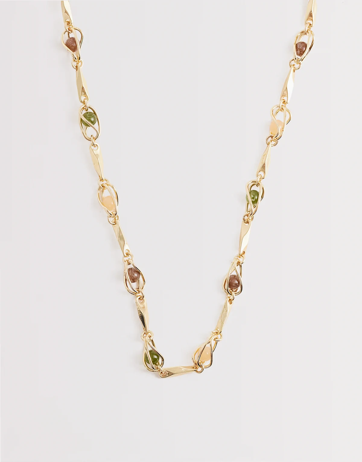 beaded chain necklace in gold