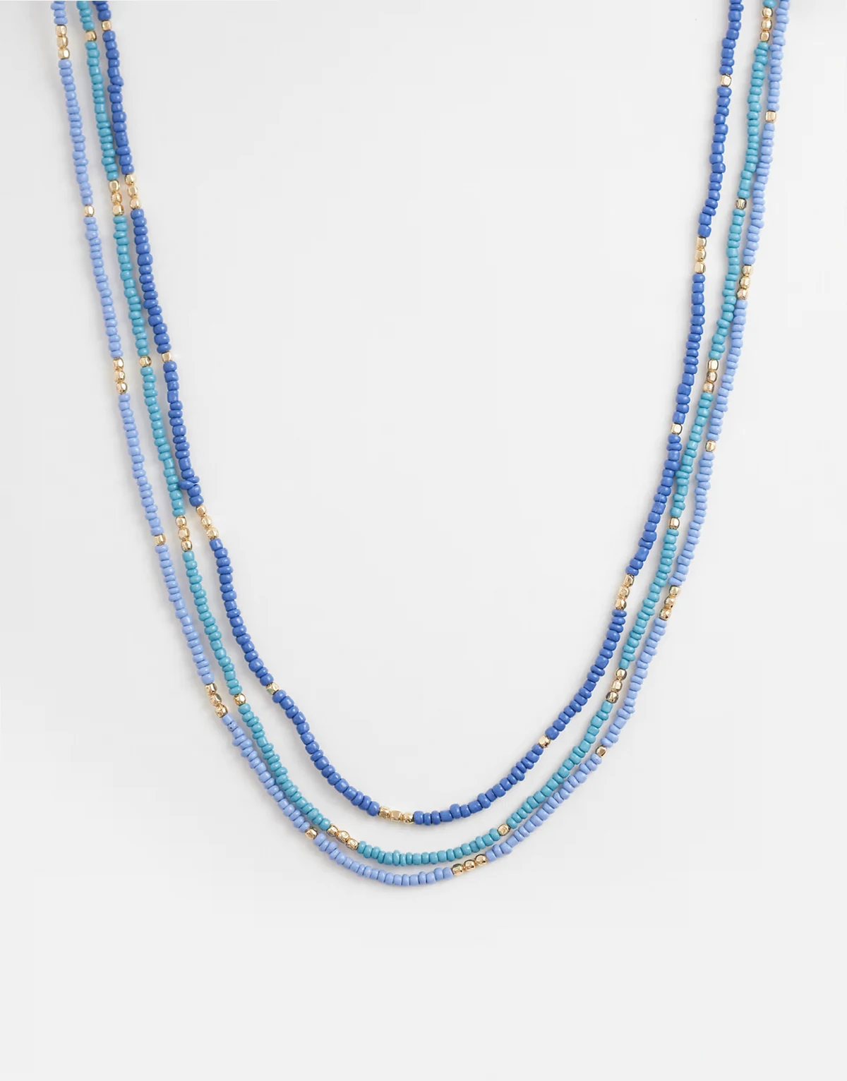 delicate layered beaded necklace in blue