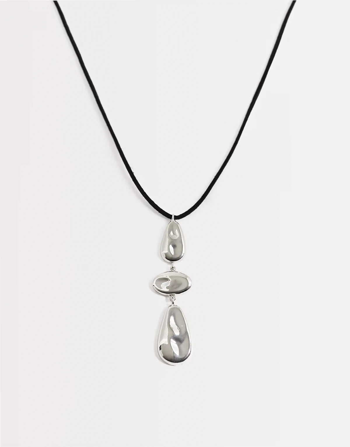 pendant cord necklace in silver