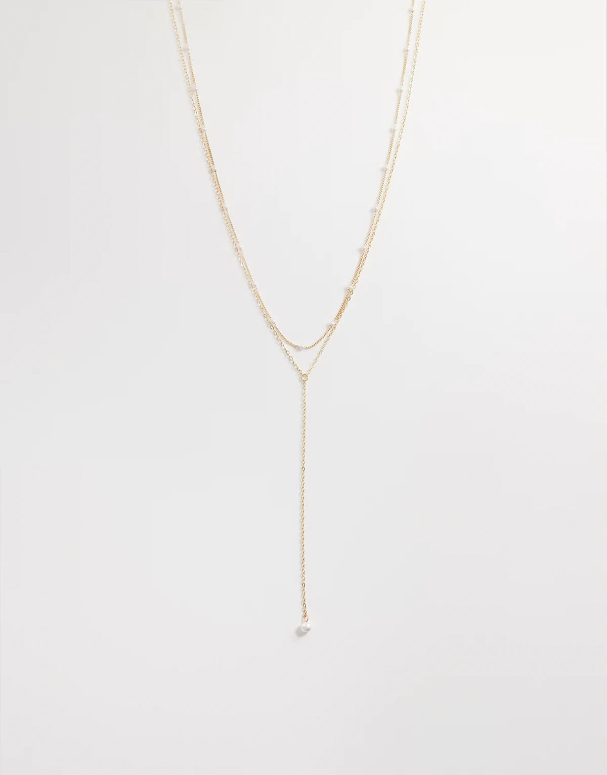 ASOS DESIGN Curve – Delikatny naszyjnik typu lariat w odcieniu złota ze sztucznymi perłami