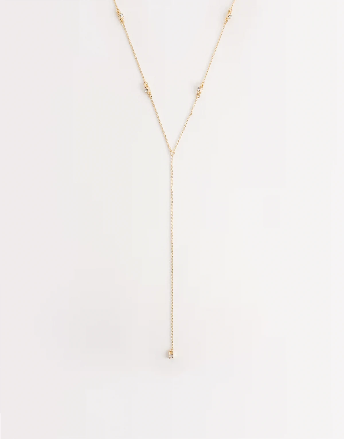 – Zarte Lariat-Halskette in Goldoptik mit Strassdetail