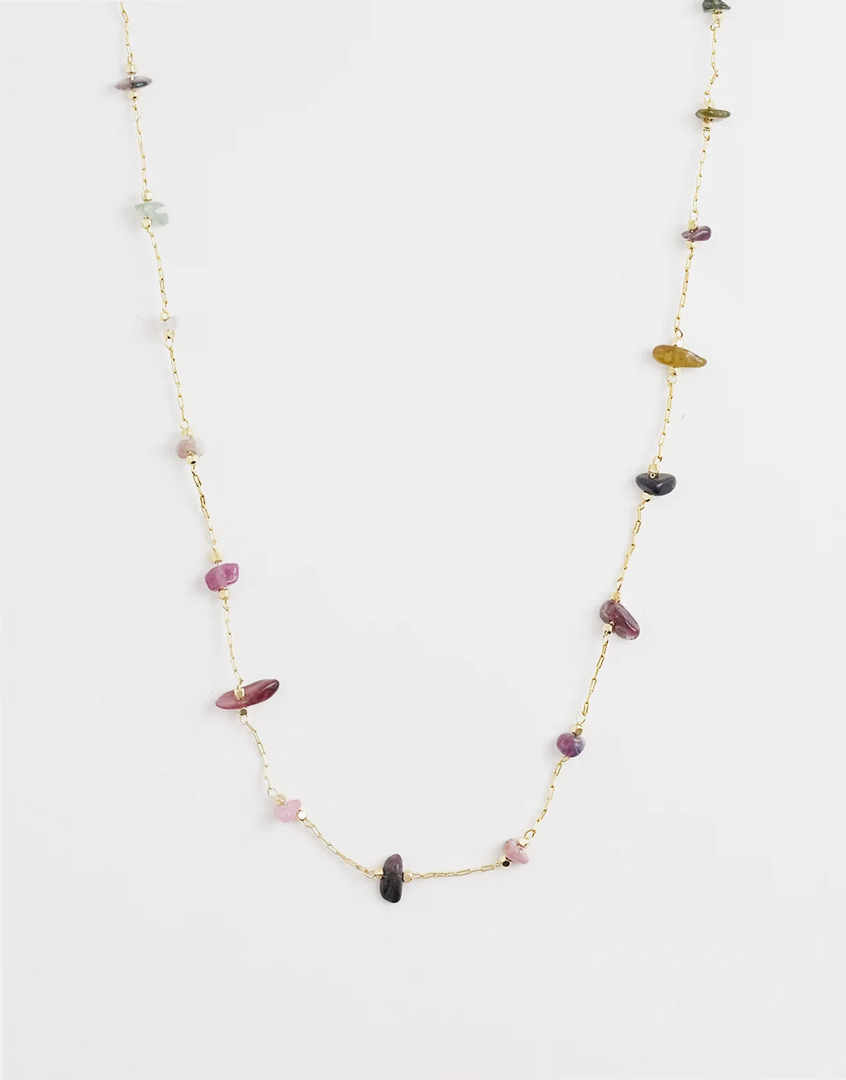 ASOS DESIGN Curve – Zarte, goldfarbene Halskette mit rosa Steinsplittern