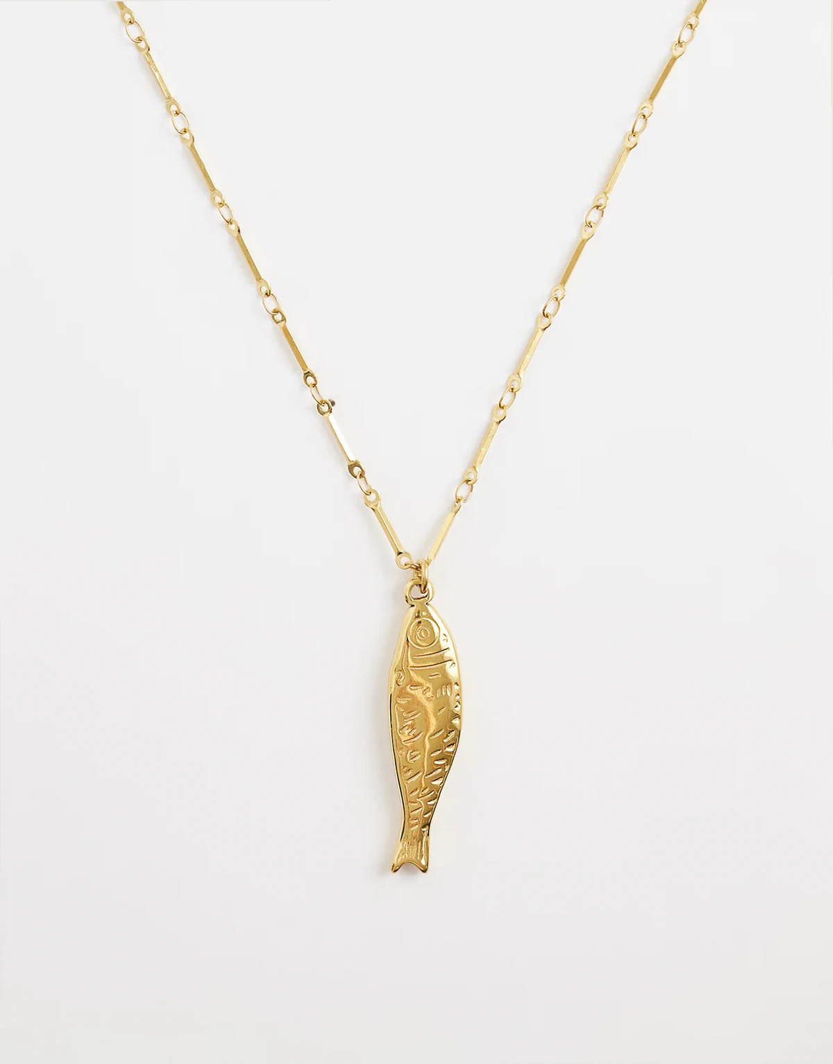 – Naszyjnik z zawieszką w kształcie ryby z wodoodpornej stali nierdzewnej w kolorze złota