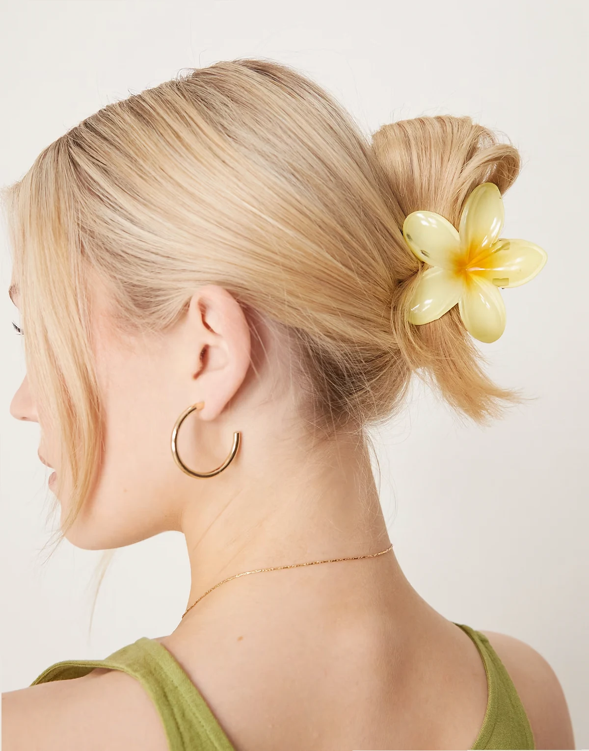 Hawaiian flower hair clip in yellow