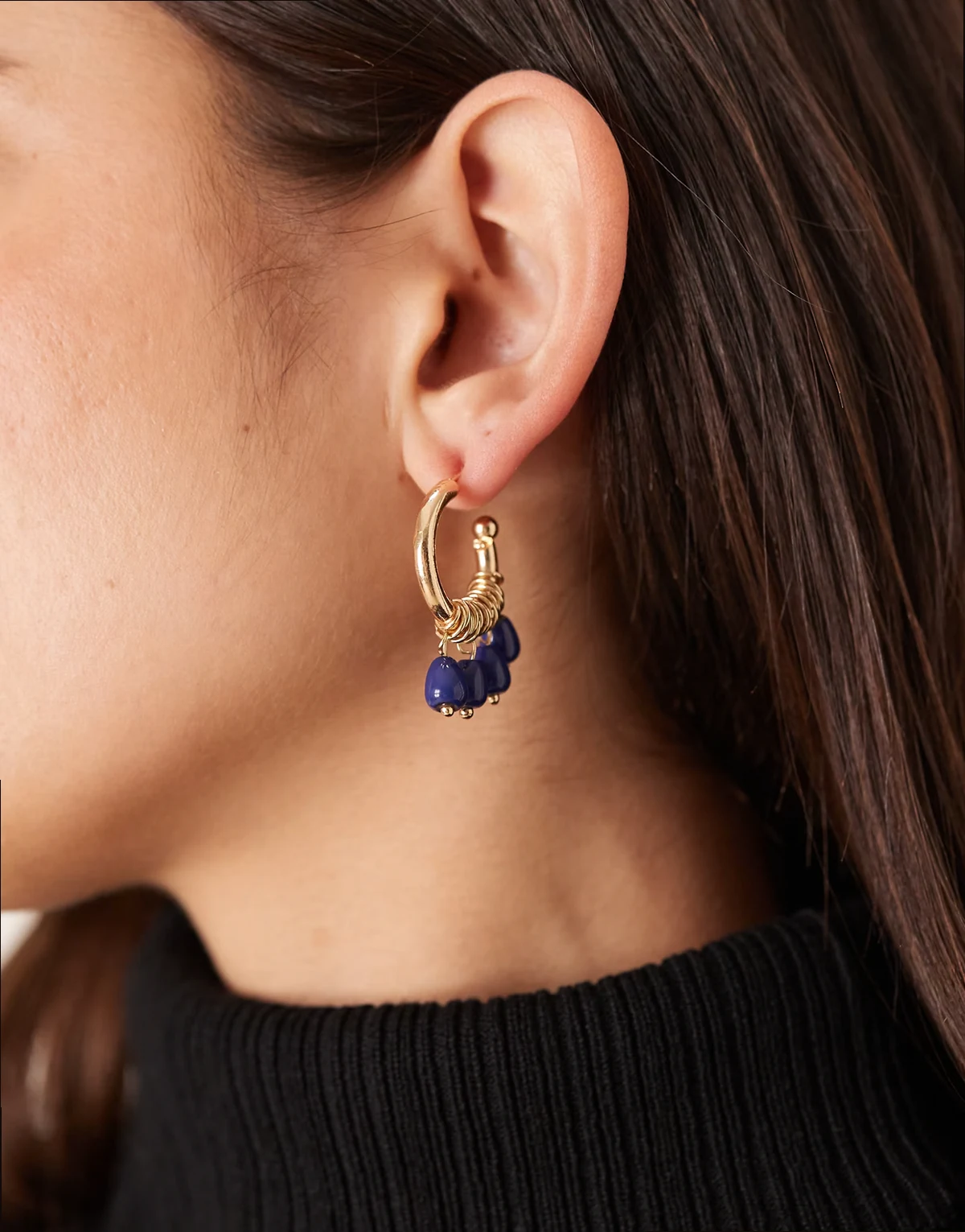 – Sienna – Kolczyki-koła w kolorze złota z koralikami