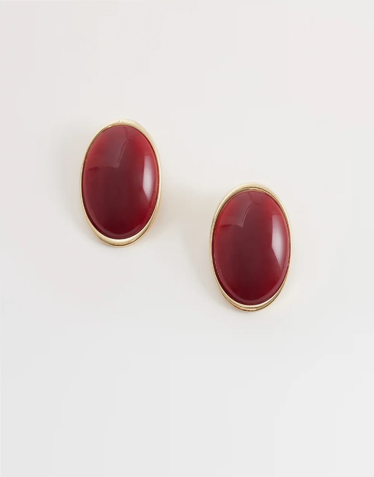 large vintage style stud earrings in red and gold tone