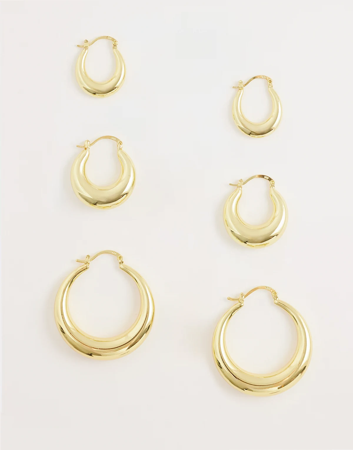 Exclusive – Zestaw 3 par masywnych kolczyków kół z pozłacanej 18-karatowym złotem stali nierdzewnej w kolorze złotym