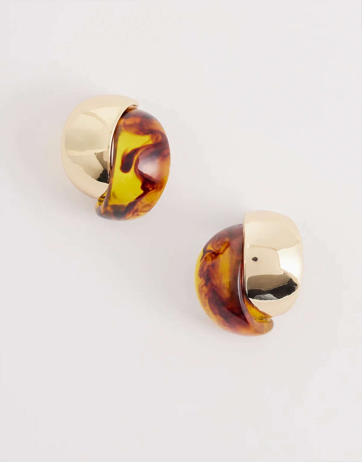 resin stud earrings in gold tone