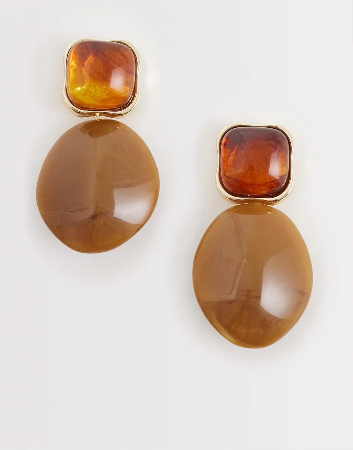 resin stone drop stud earrings in dark brown