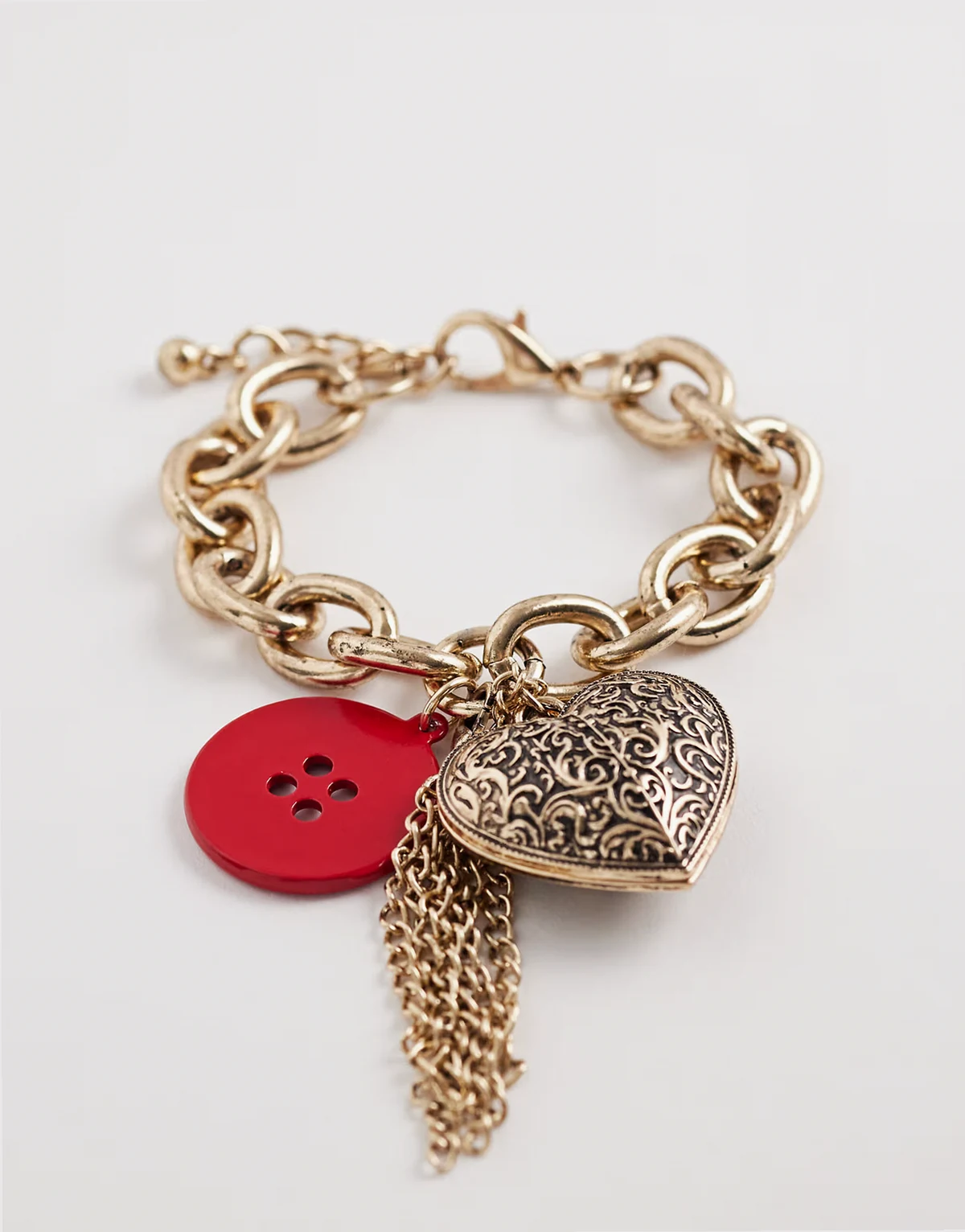 – Gruba bransoletka z zawieszkami w stylu boho w kolorze złotym