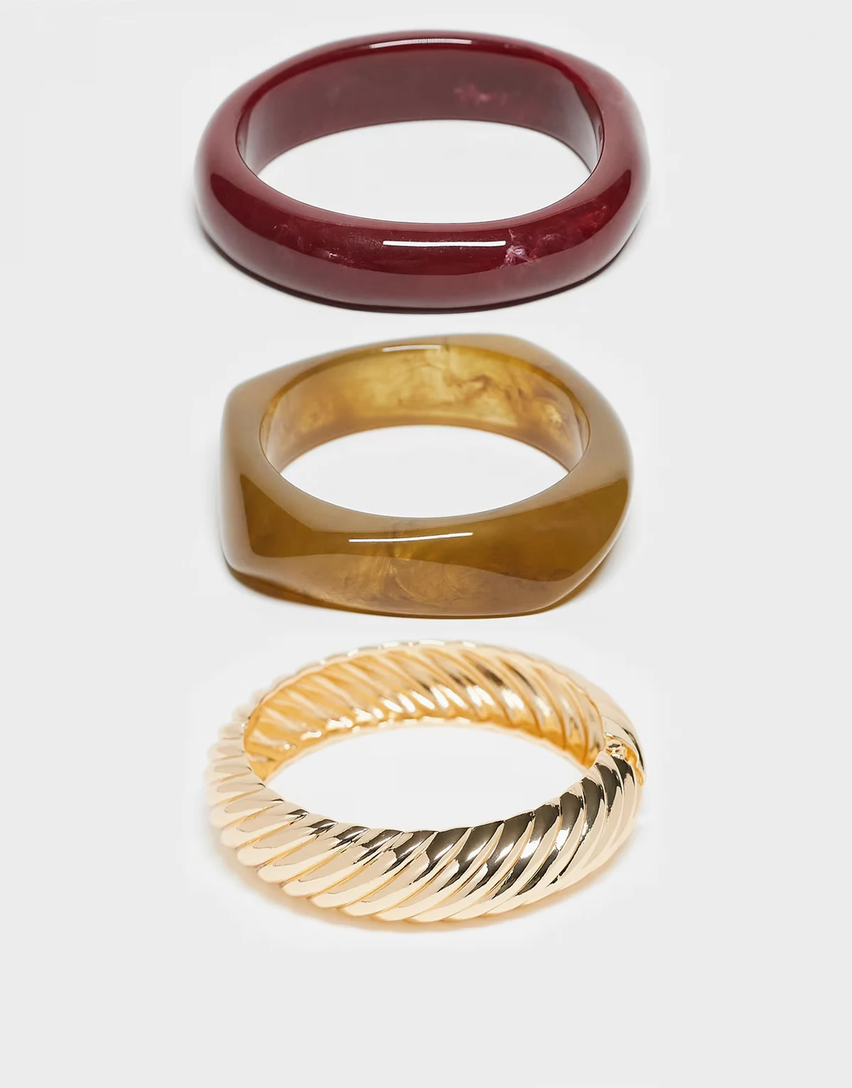 – Solares – Zestaw z 3 bransoletkami w kolorach bordowym, khaki i złotym