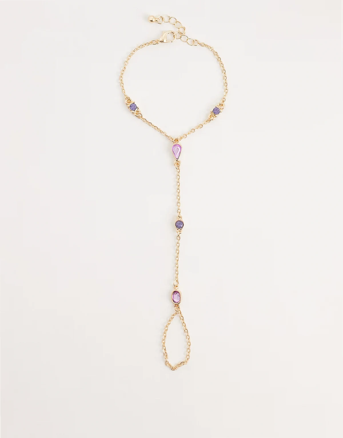 – Bransoletka łańcuszkowa w kolorze złota z różowymi kamieniami