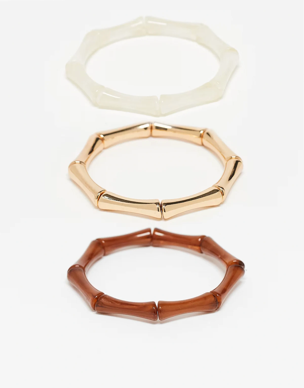 – Zestaw 3 elastycznych bransoletek w stylu bambusa w różnych kolorach