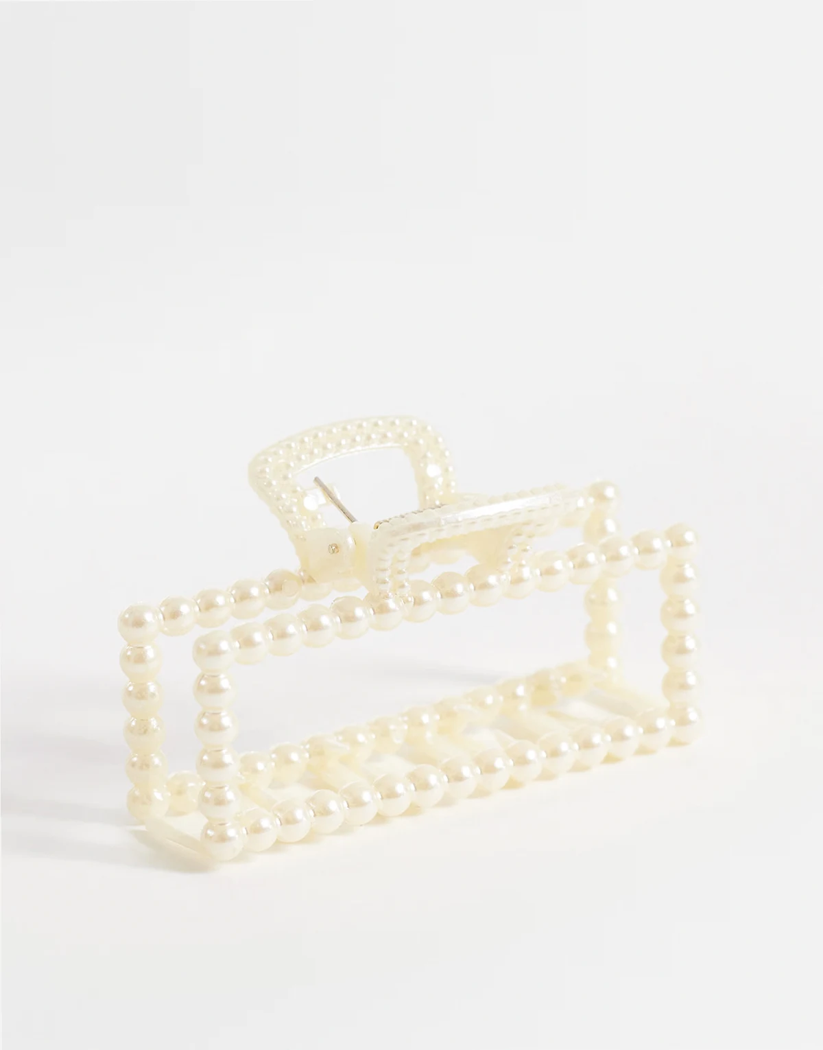 pearl embellished hair claw clip in white