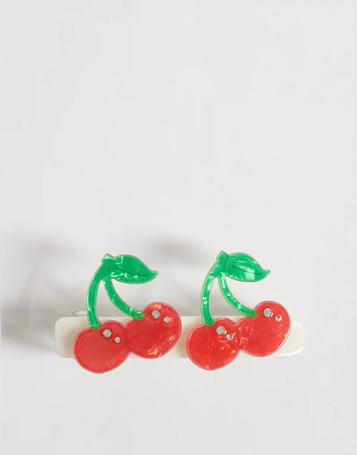 3D cherry hair barrette clip in cream