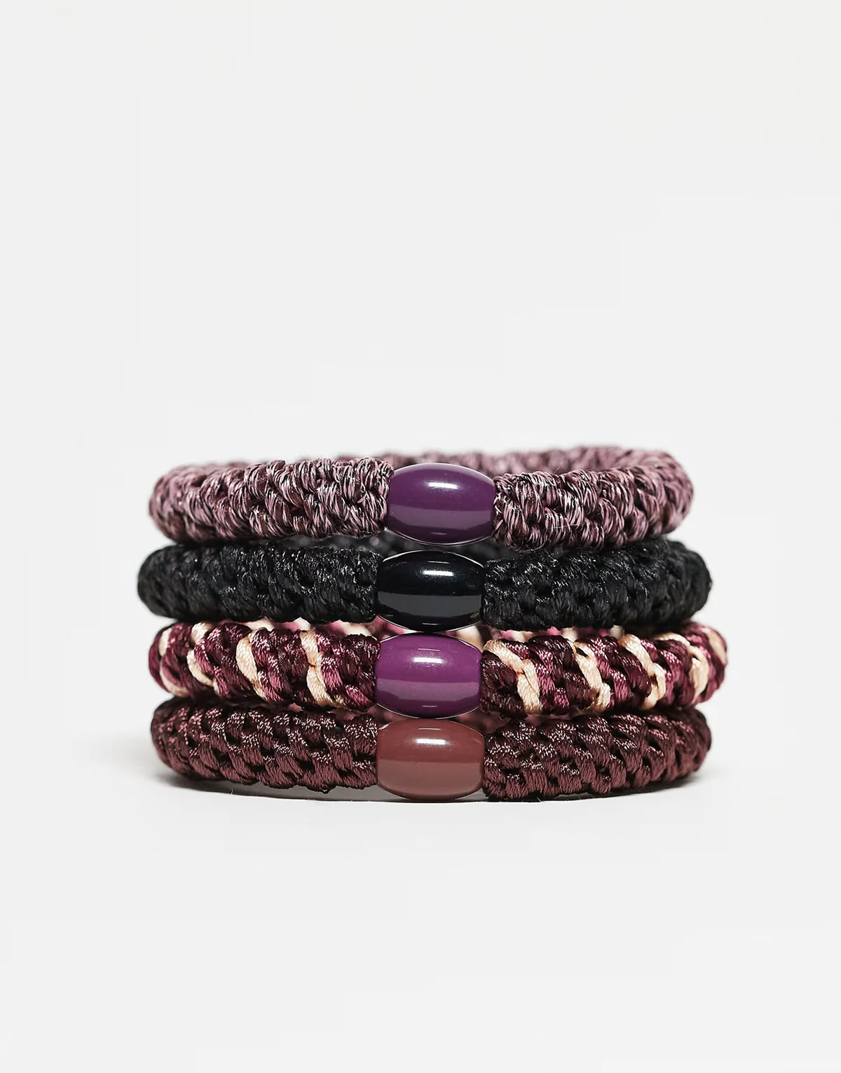 4-pack essentials hair elastics in burgundy