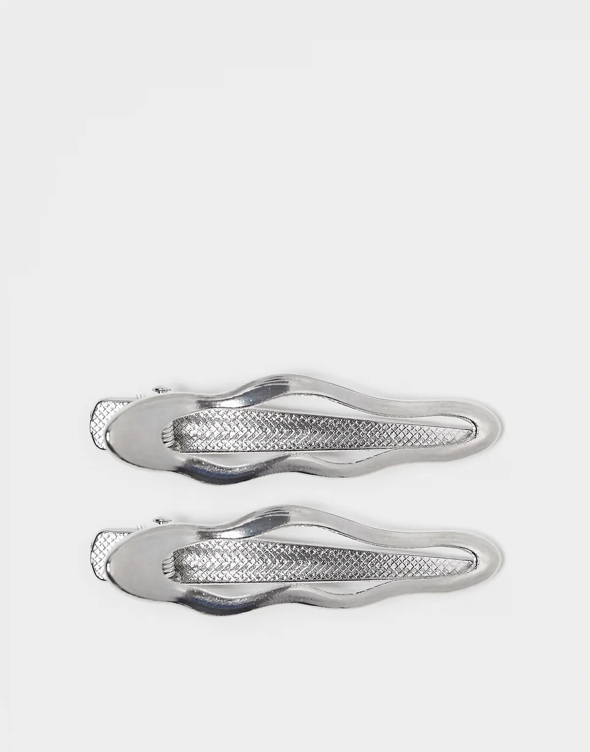 – 2er-Pack silberfarbene, wellige Haarklammern