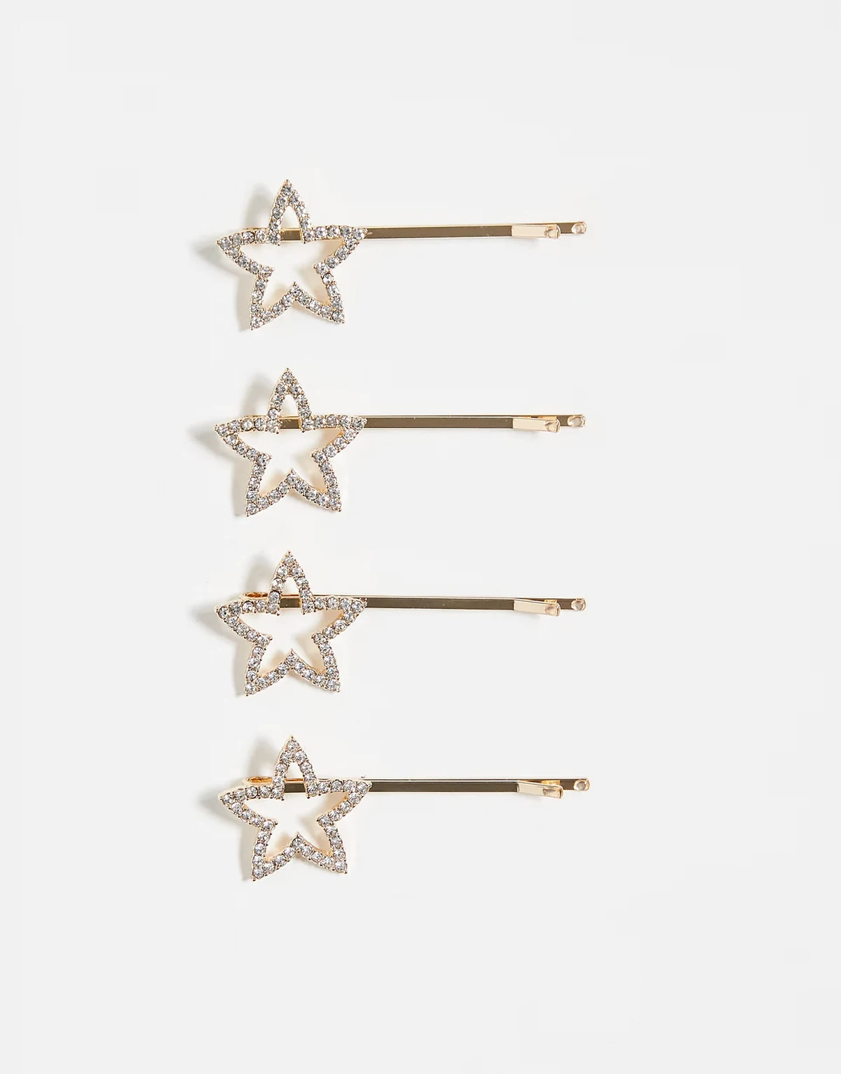 – Haarspangen in Goldoptik mit strassbesetzten Sternen, 4er-Pack