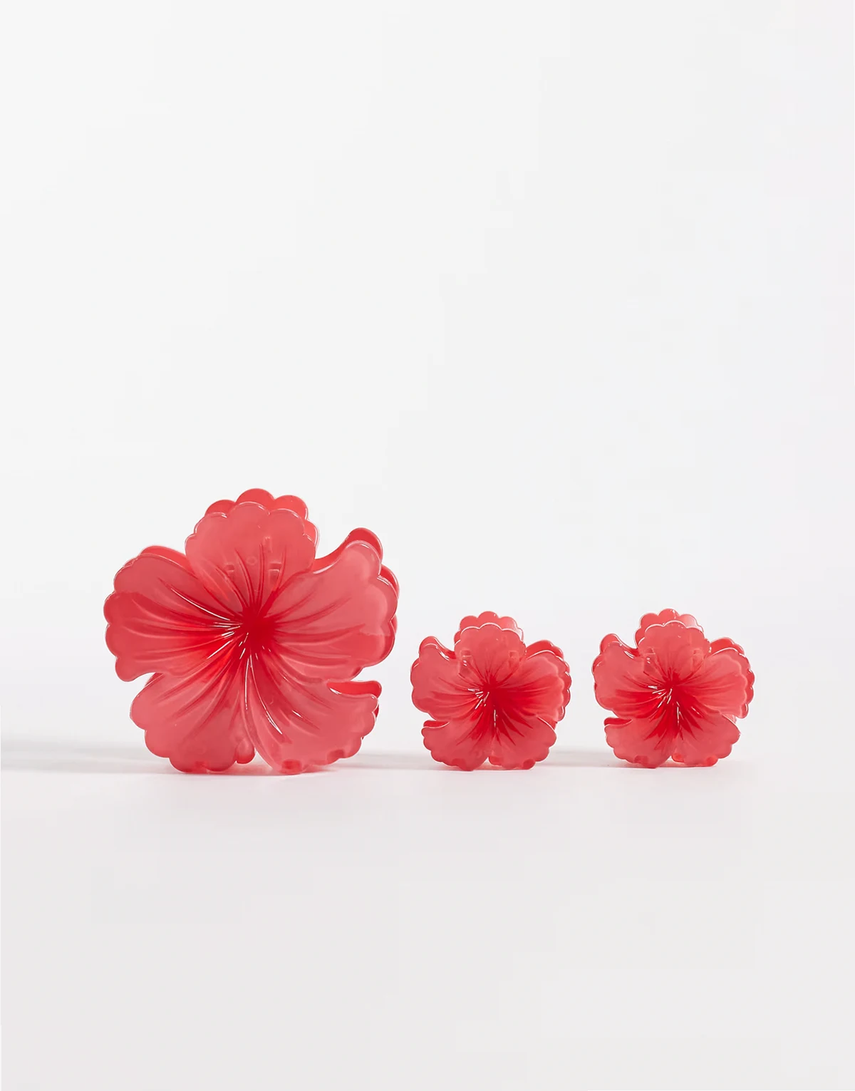 pack of 3 hibiscus flower hair claw clips in fushia pink
