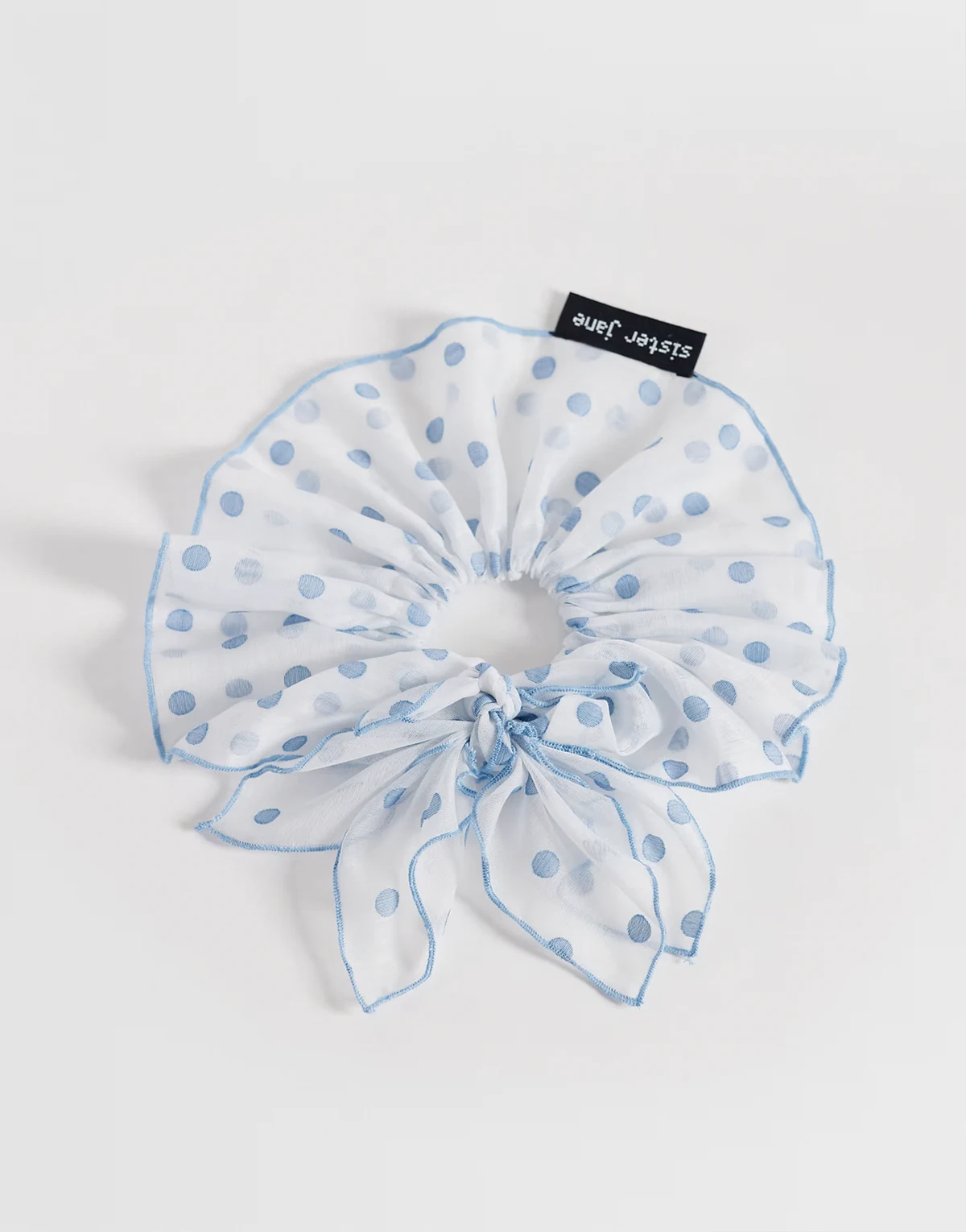 – Oversize-Scrunchie aus Chiffon in Blau mit Polka Dots