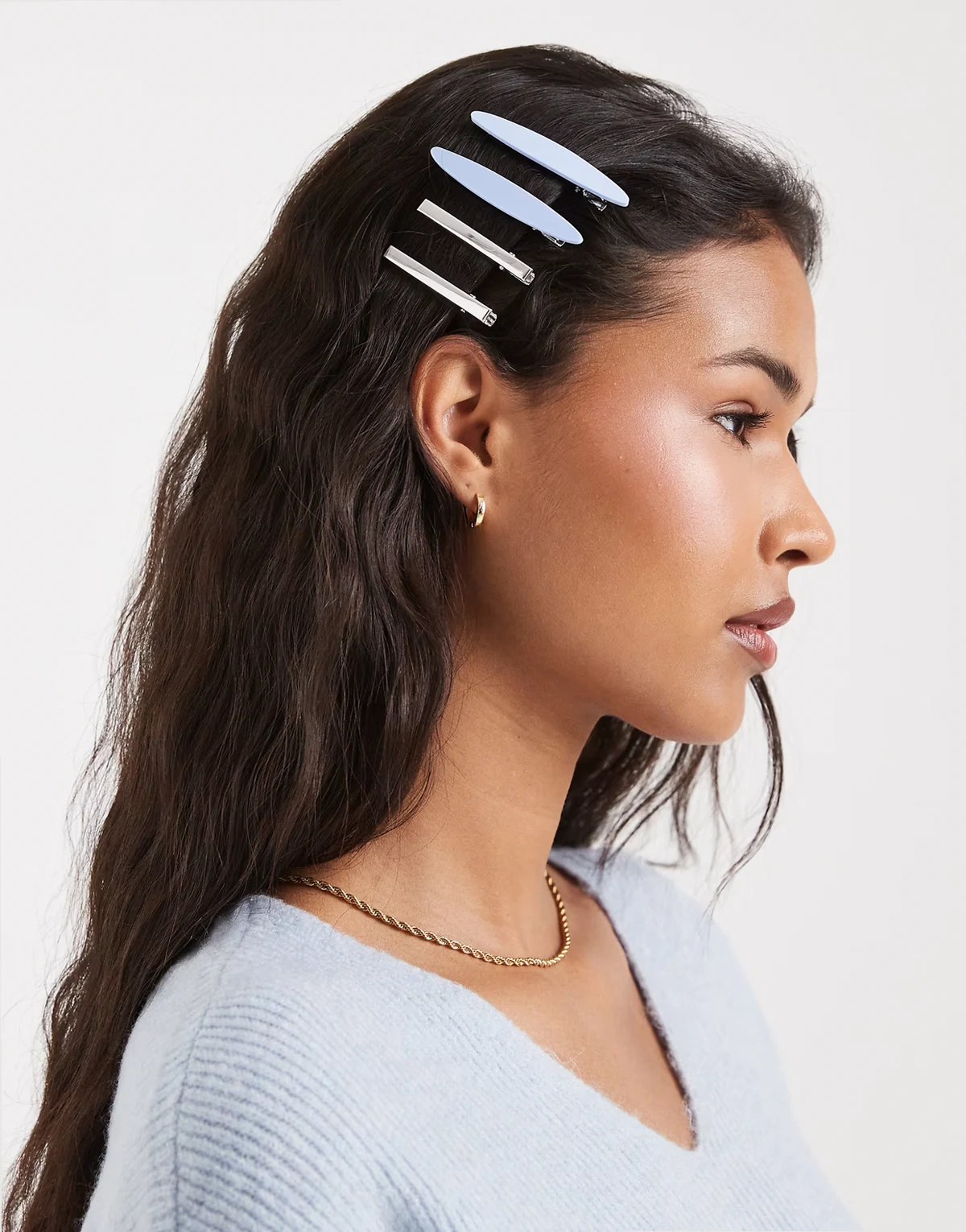 – Multipack Haarspangen in Blau und Silberoptik