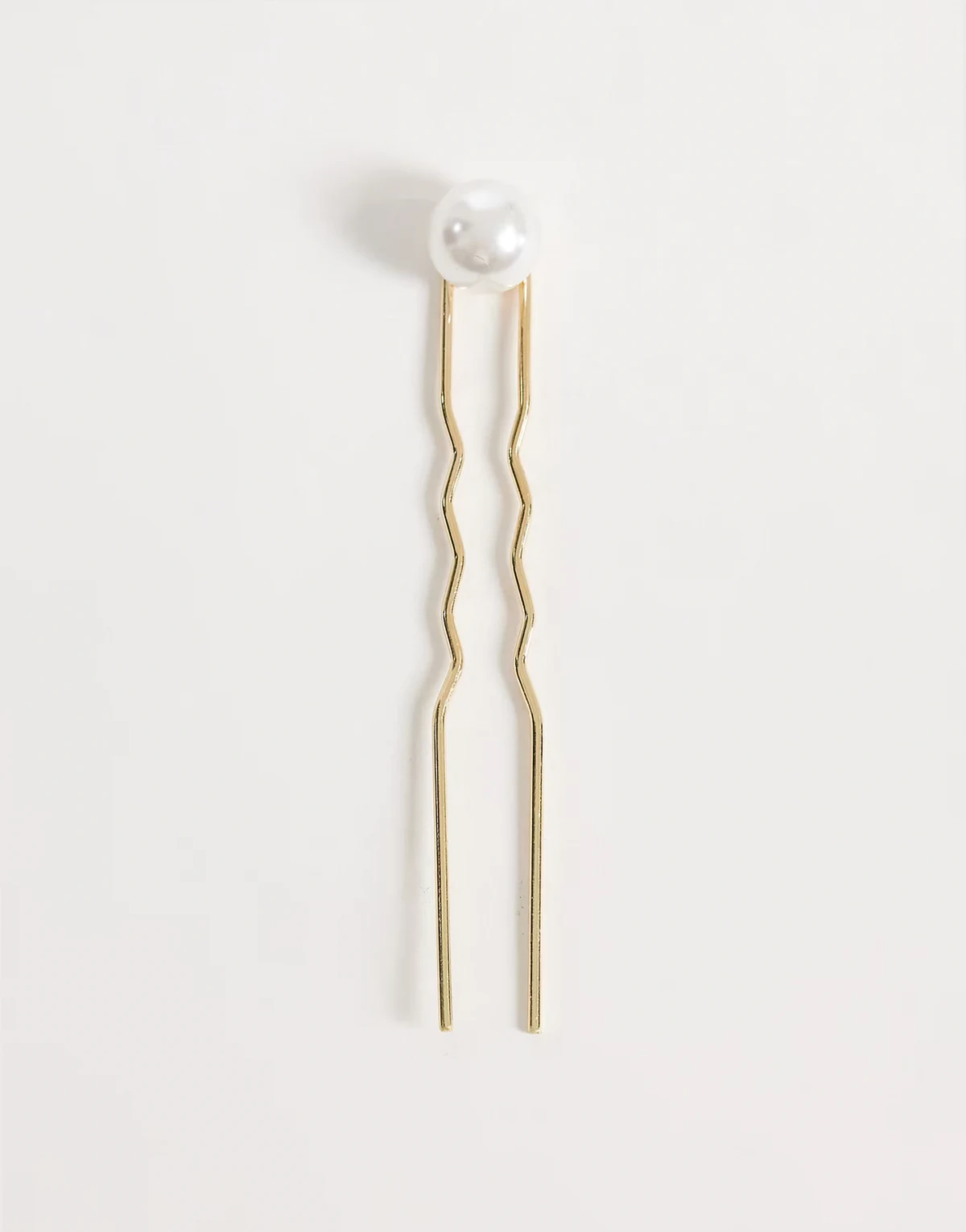 – Französische Haarnadel in Metallic-Gold mit Perlendetail