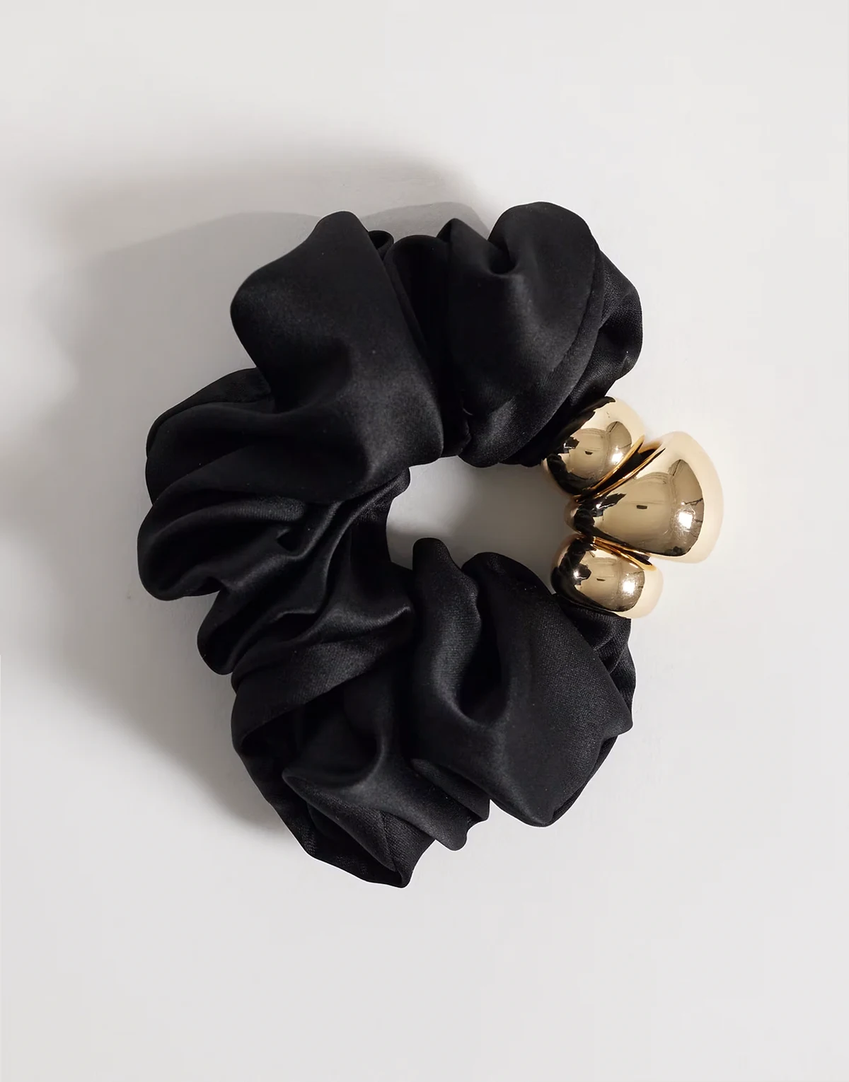 scrunchie with gold-tone bead detailing in black