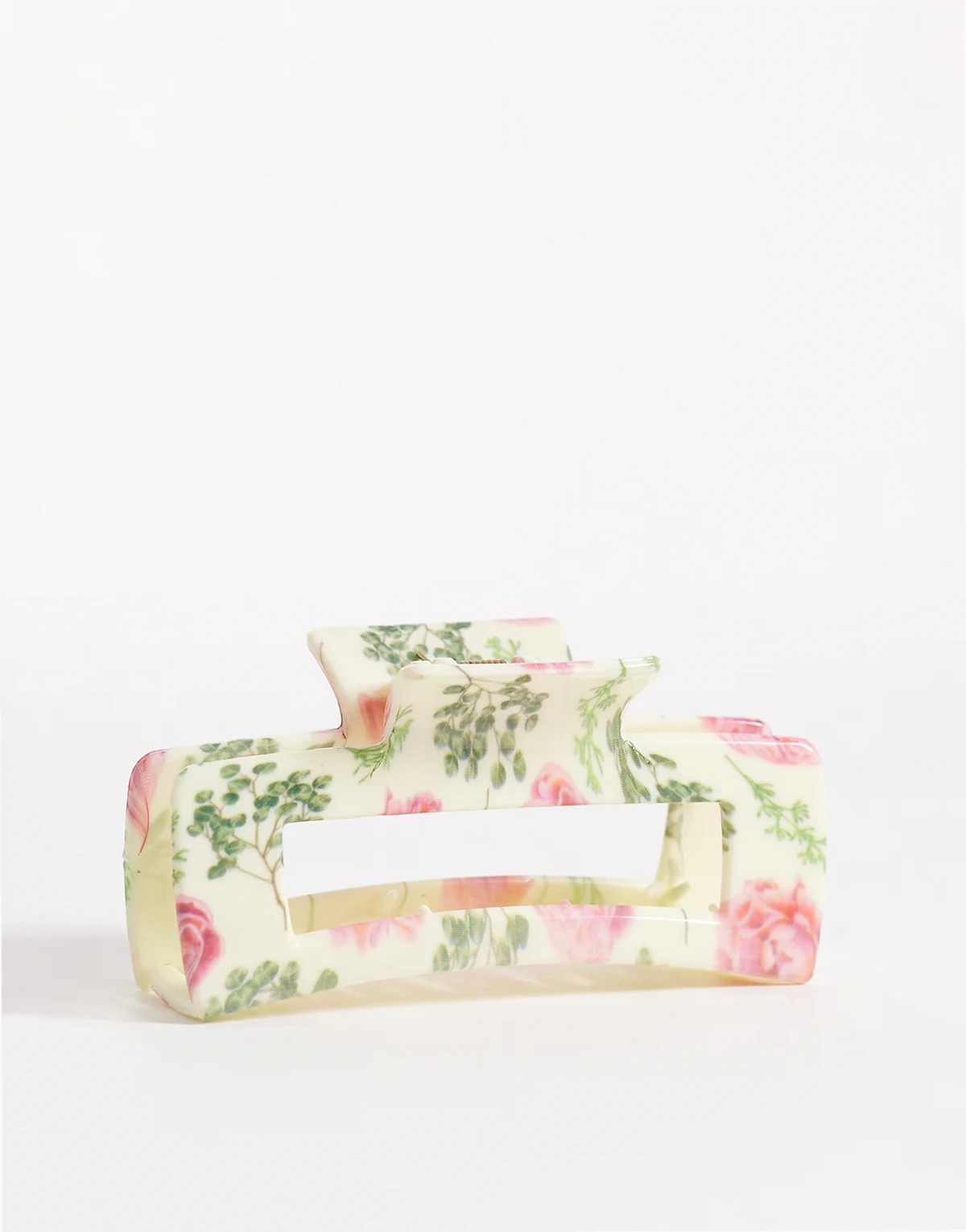 hair claw clip in pink flower print