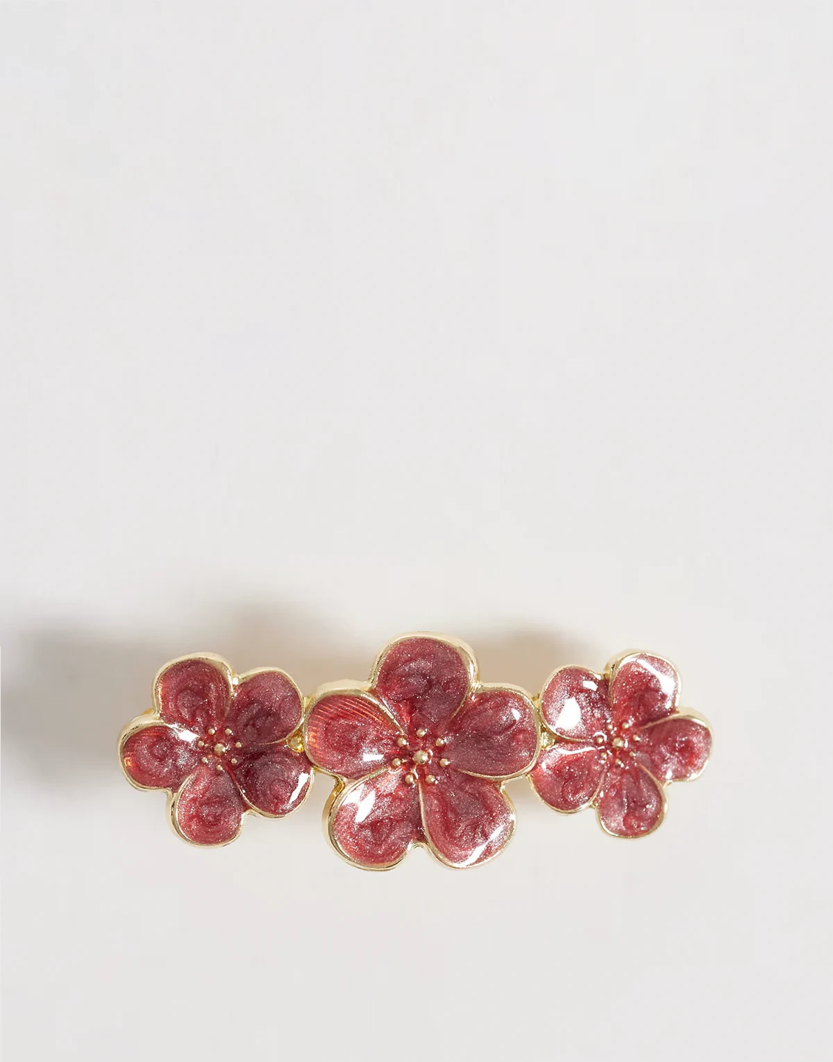enamel floral hair barrette clip in red