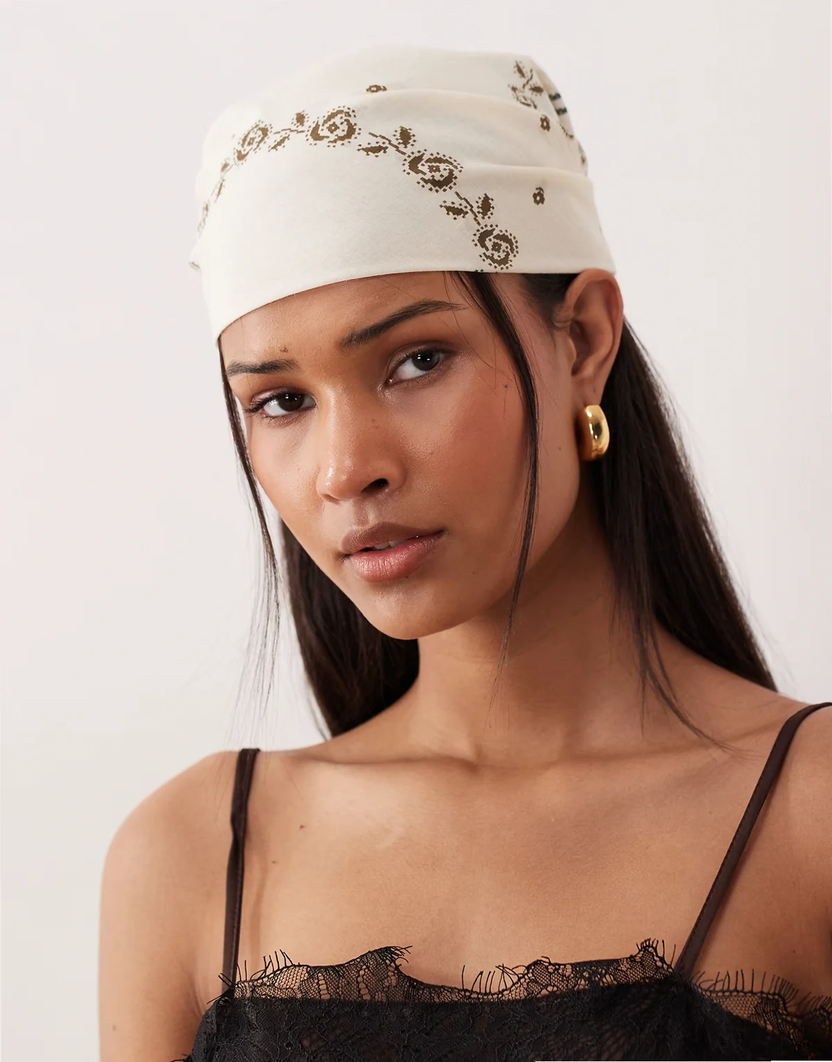 bloom paisley cotton headscarf in cream