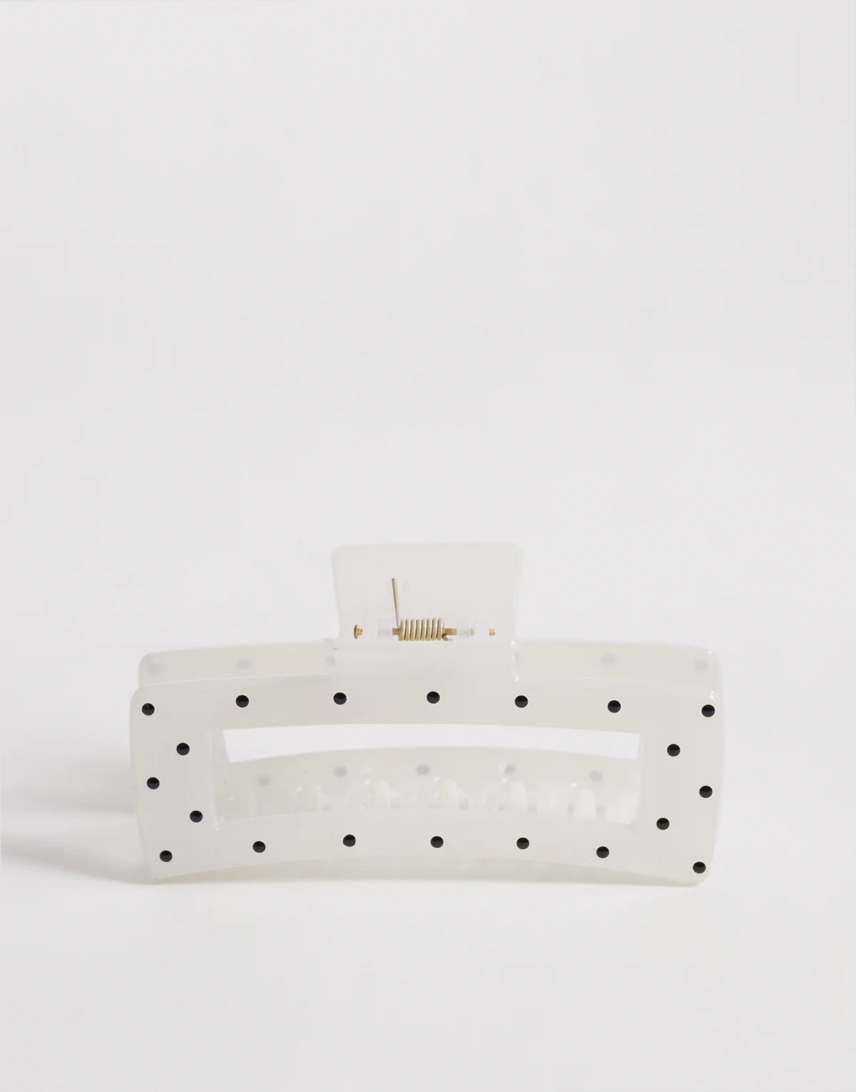 XL polka dot hair claw clip in black and white