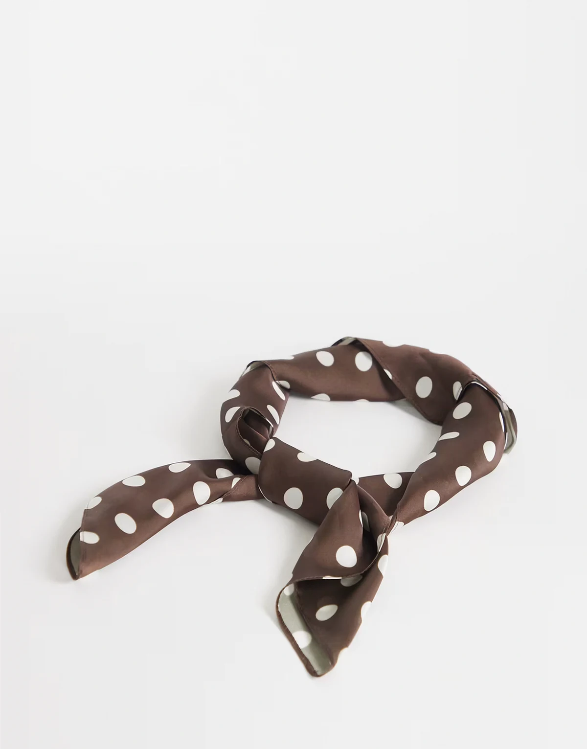 polka dot satin bandana in brown and cream