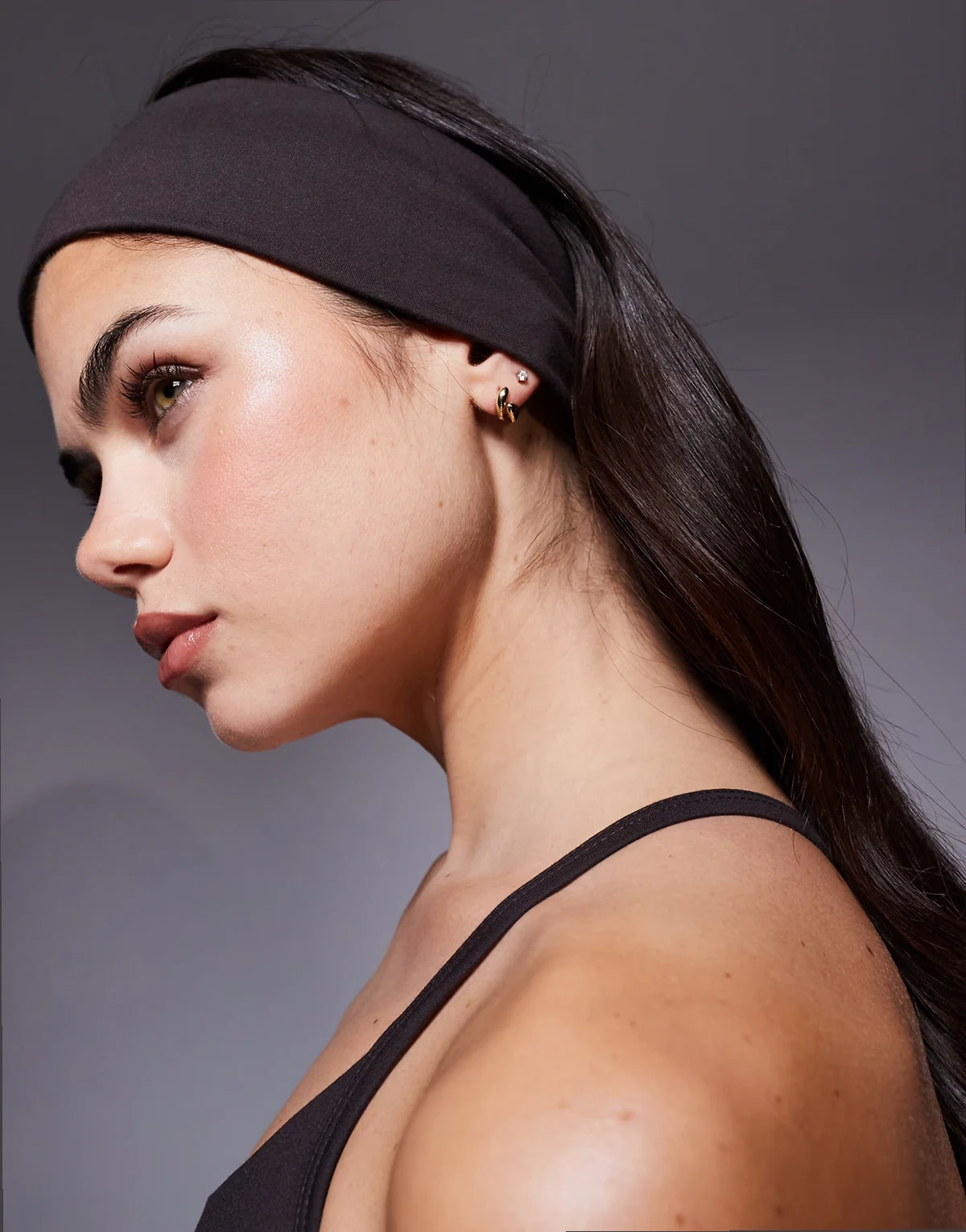 soft touch yoga headband in dark chocolate