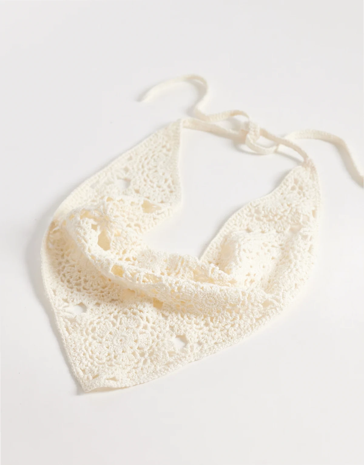 crochet knit headscarf in cream