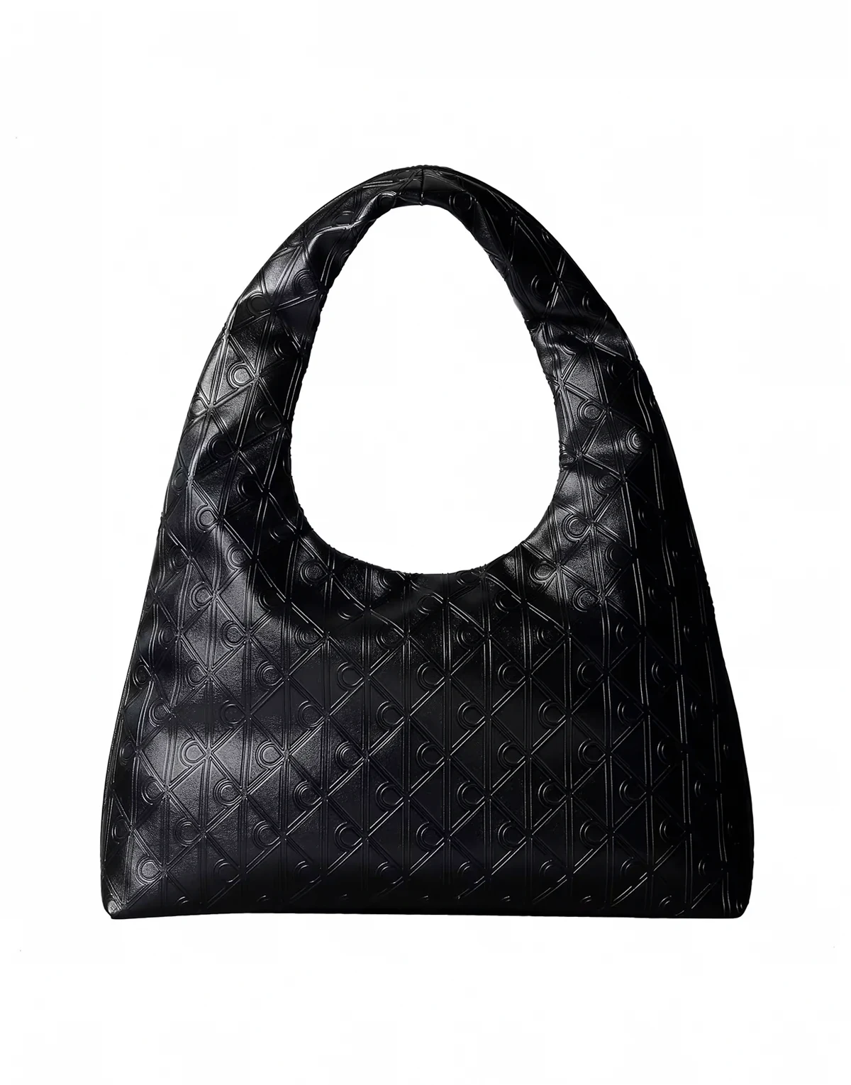 – Große Schultertasche in Schwarz mit geprägtem Logo
