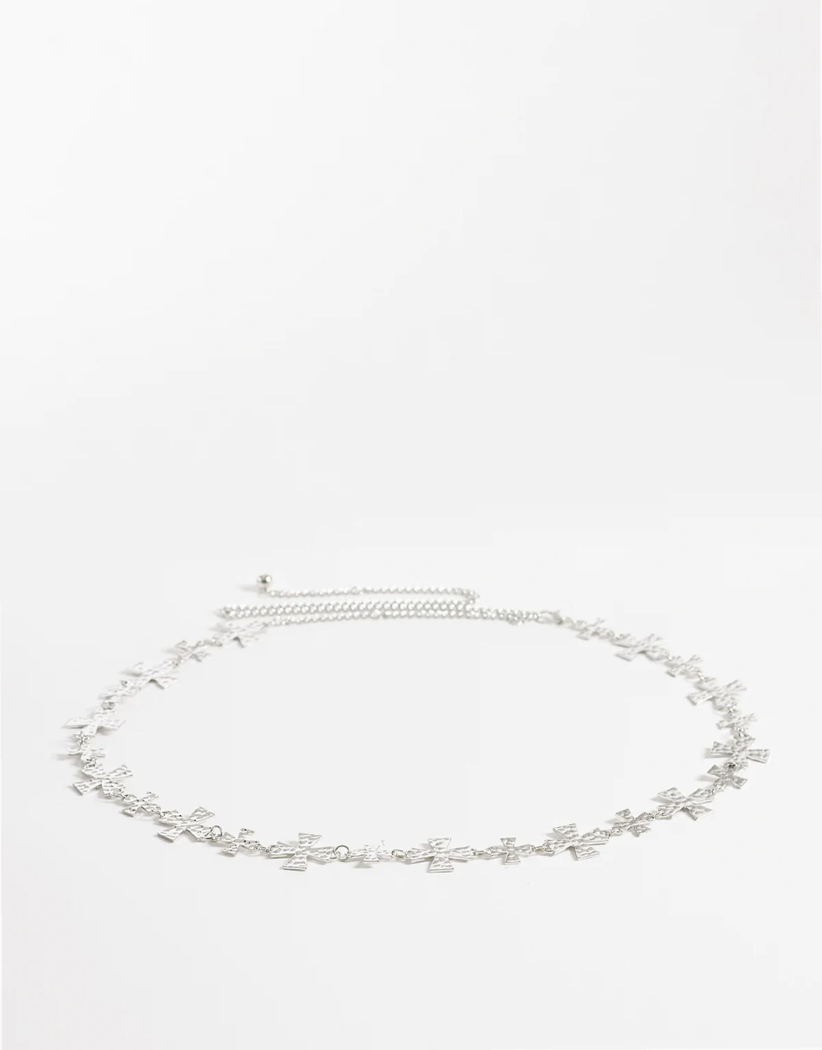curve chain belt with crosses in silver