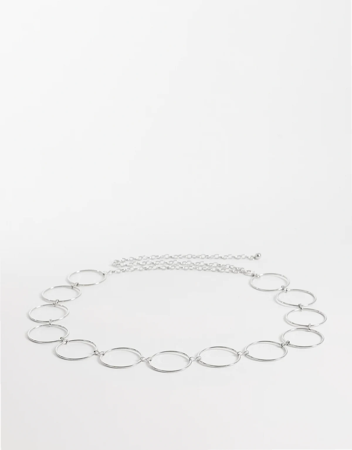 Curve – Pasek łańcuszkowy z dużych kółek w kolorze srebra