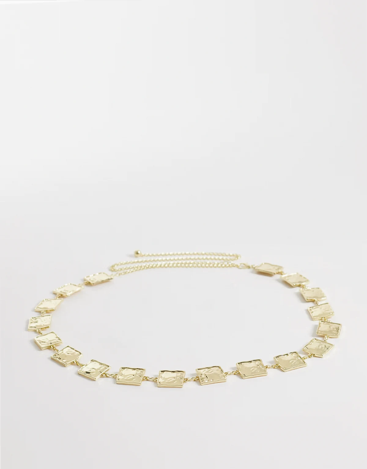 Curve – Pasek łańcuszkowy z młotkowanymi kwadratami w kolorze złota