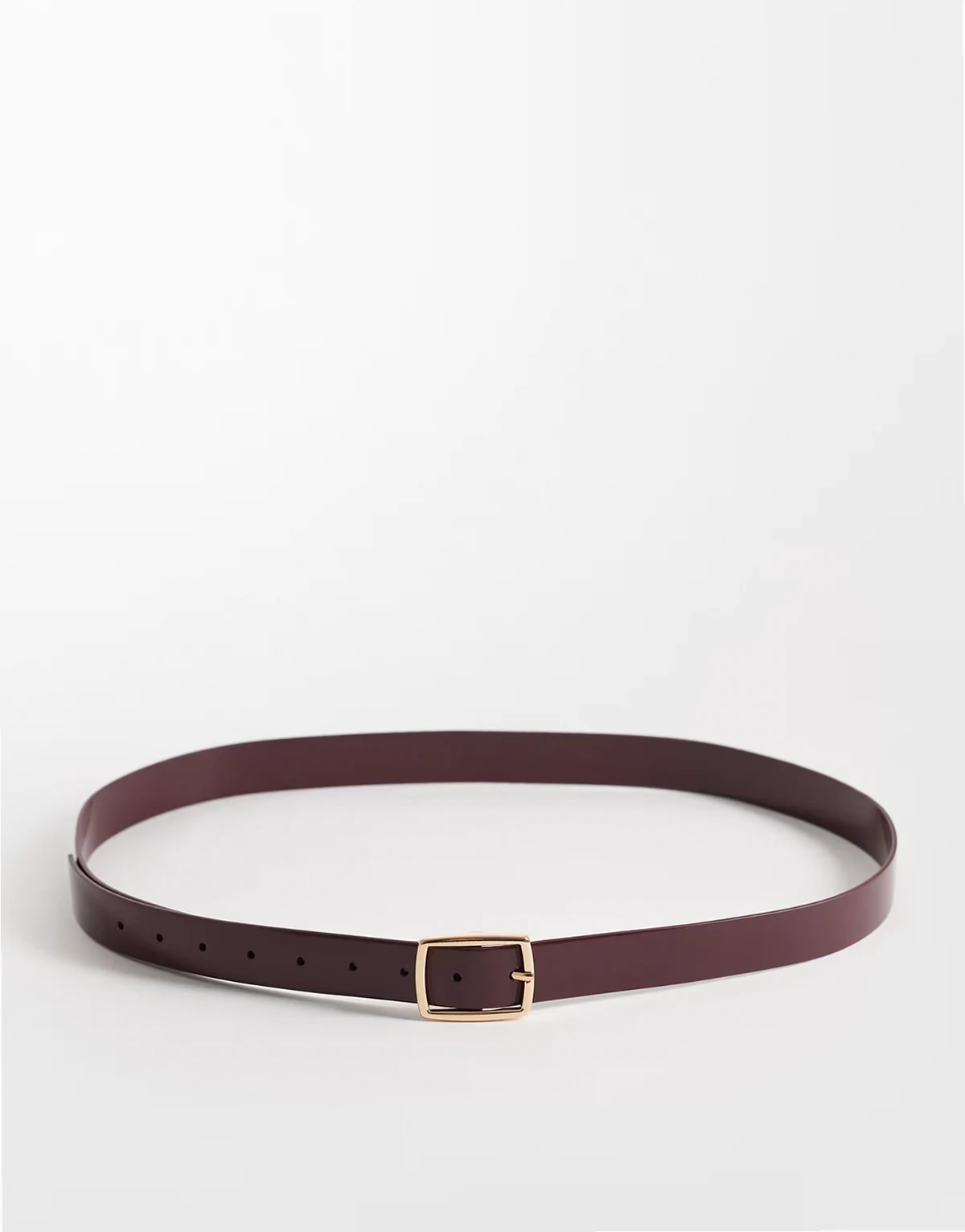 ASOS DESIGN Curve – Bordowy lakierowany pasek z kwadratową klamrą