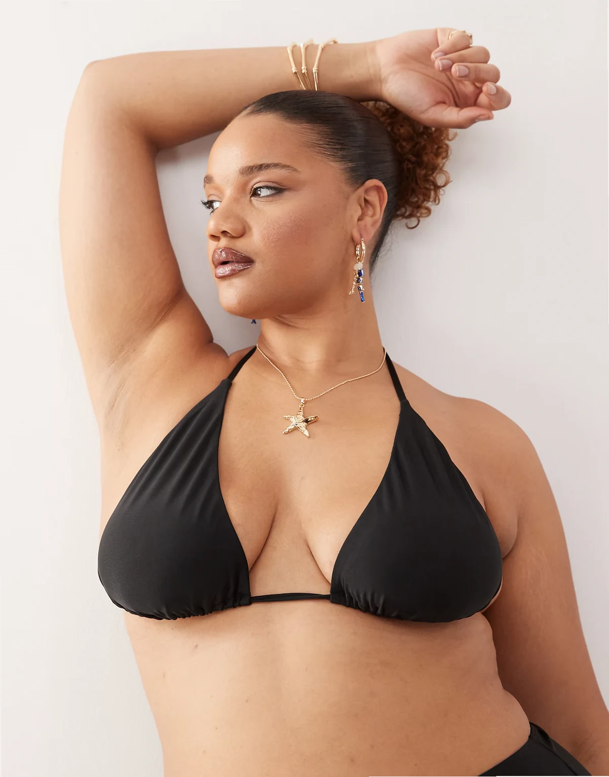 Curve mix and match triangle bikini top in black