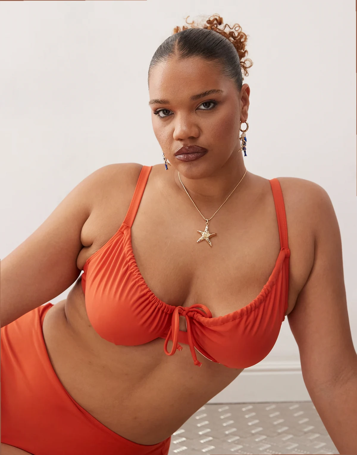 Curve mix and match underwire bikini top in burnt orange