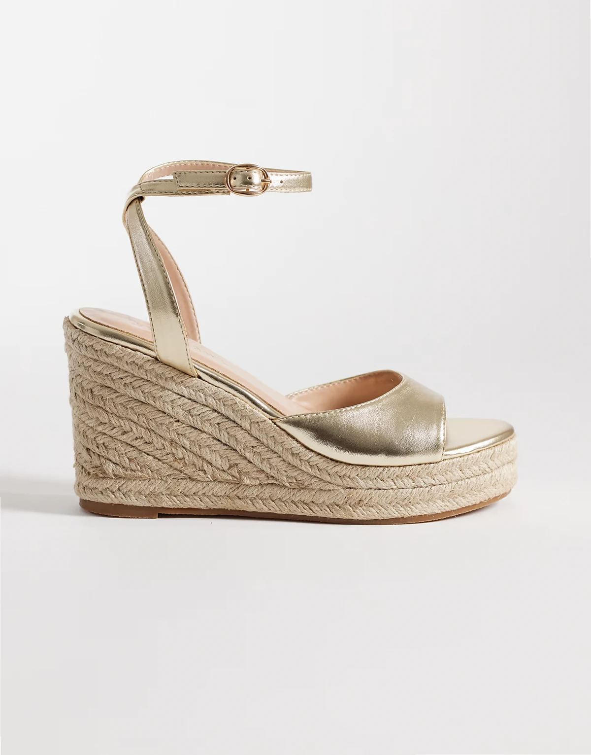 – Espadrilles in Gold mit Keilabsatz
