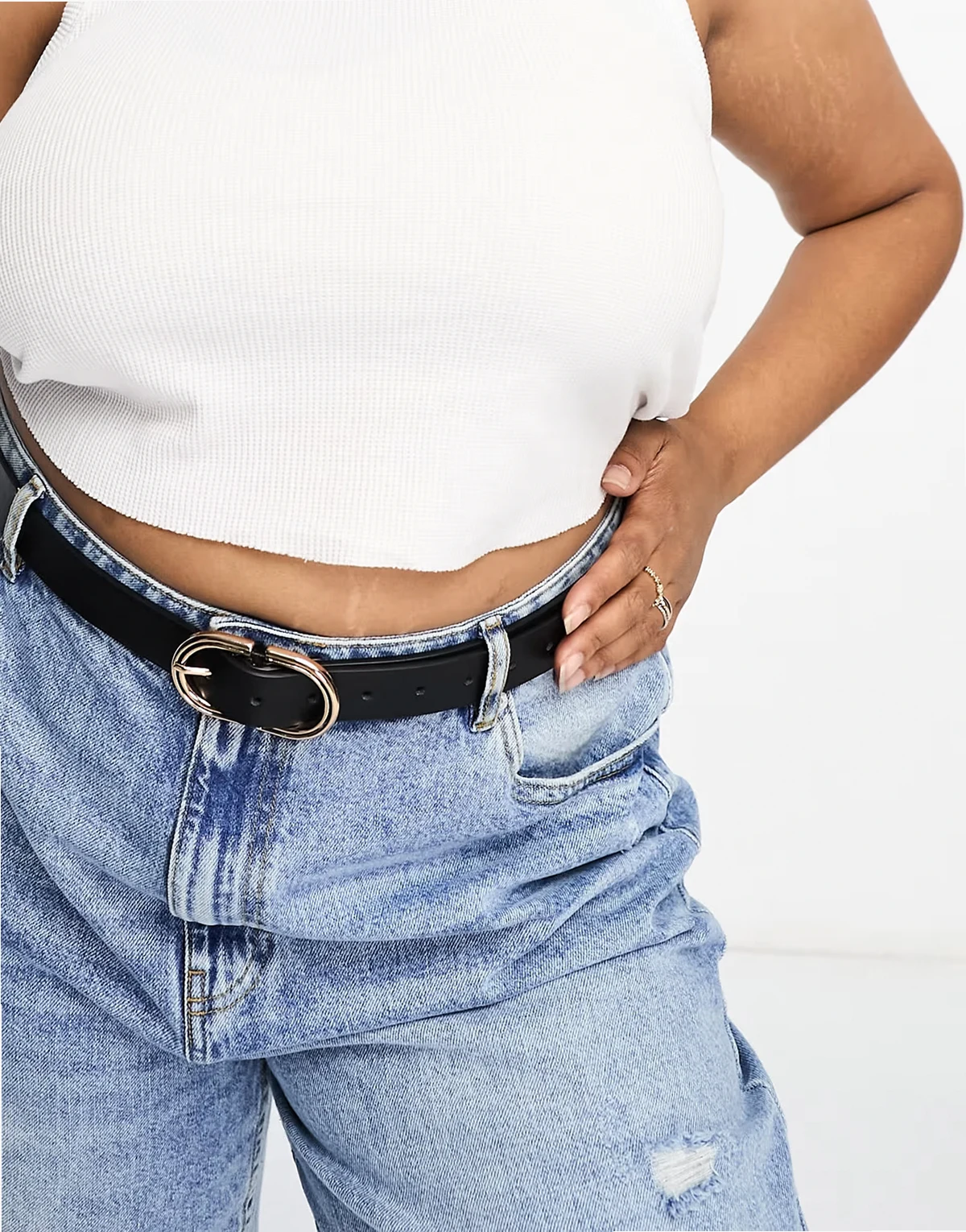 ASOS DESIGN Curve – Czarny pasek do jeansów do noszenia w talii lub na biodrach